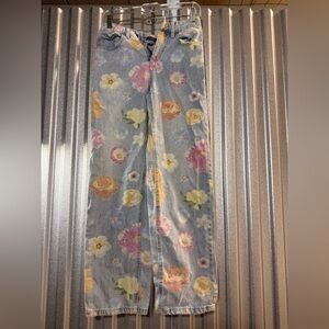 Floral Print Denim Jeans